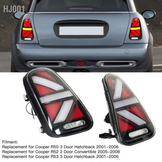 HJ001 ไฟท้ายยูเนี่ยนแจ็คแบบ LED เต็มรูปแบบพร้อมไฟเลี้ยวแบบต่อเนื่องสำหรับ Cooper R50 R52 R53 2001-2006