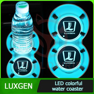 แผ่นรองแก้วน้ํา มีไฟ Led สีสันสดใส สําหรับรถยนต์ Luxgen