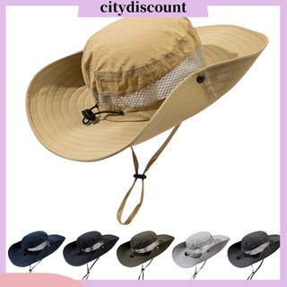 &lt;citydiscount&gt; หมวกตกปลา ระบายอากาศ แห้งเร็ว ปีกกว้าง สไตล์คาวบอย ยืดหยุ่น เชือกรูด ป้องกันแสงแดด กันน้ํา ถังตกปลา กลางแจ้ง หมวกตั้งแคมป์ อุปทาน