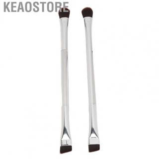 Keaostore Slanted Eyebrow Brush  Soft Hair Eyeshadow Cosmetic Tool Silver Double Ended 2pcs Professional for Women Home