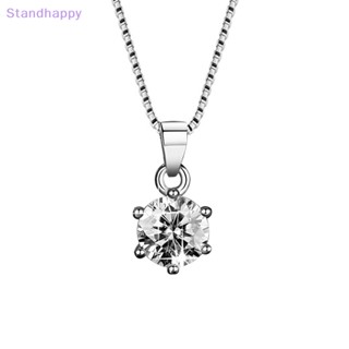 Standhappy สร้อยคอโซ่ จี้เพทาย สีเงิน เครื่องประดับ สําหรับผู้หญิง