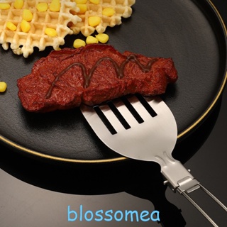 Blossomea พลั่วสเตนเลส 304 พับได้ แบบพกพา สําหรับทําอาหาร ปิกนิก บาร์บีคิว