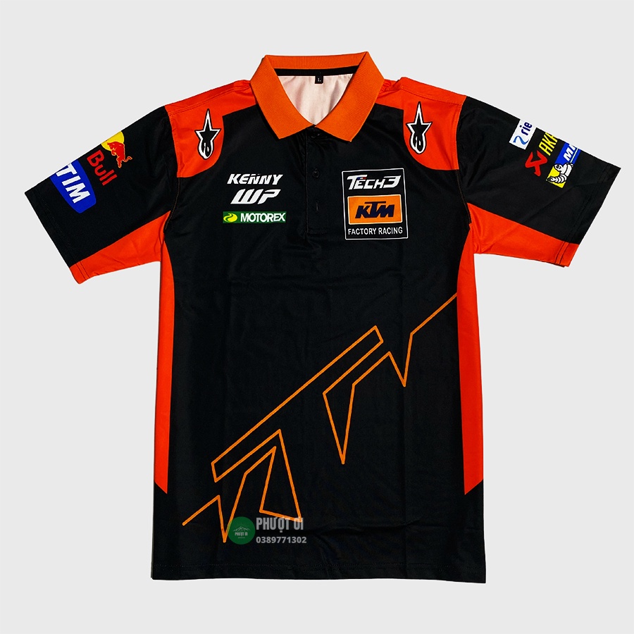 เสื้อยืดคอปกผู้ชาย KTM พิมพ์ถ่ายเทความร้อนสไตล์สปอร์ตพรีเมี่ยม