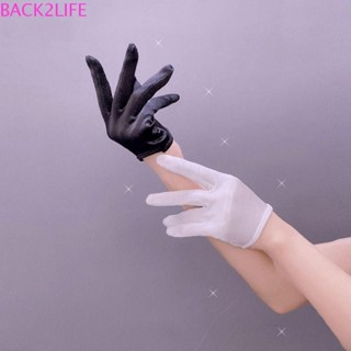 Back2life ถุงมือครึ่งฝ่ามือ สไตล์ฮาราจูกุ เกาหลี ถุงมือคอสเพลย์ ถุงมือเต้นรํา ฮิปฮอป ถุงมือซาติน สําหรับผู้ชาย