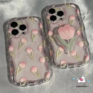 เคสโทรศัพท์มือถือนิ่ม ขอบโค้ง ลายดอกทิวลิป 3D พร้อมขาตั้ง สําหรับ Infinix Hot 30i 9 10Lite 8 Note 12 G96 Hot 8 11 20 30 12 10 9 Play Smart 7 6 5 6Plus