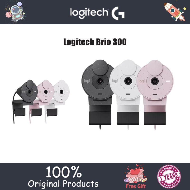 Logitech Brio 300 1080p high-definition webcam with microphone