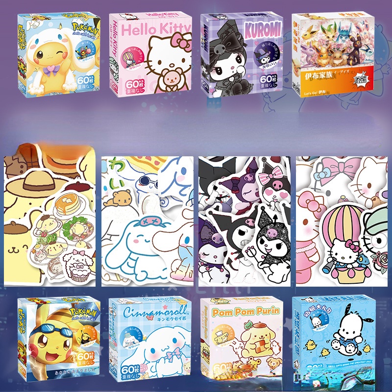 สติกเกอร์ ลายการ์ตูนอนิเมะ Sanrio น่ารัก เหมาะกับของขวัญวันเกิด สําหรับตกแต่งแล็ปท็อป แก้วมัก 60 ชิ้น