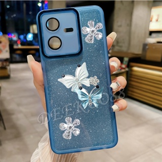 เคสโทรศัพท์มือถือ แบบนิ่ม ลายผีเสื้อ ไล่โทนสี 3D ป้องกันกล้อง สําหรับ VIVO Y36 Y35 Y22 Y22S Y16 Y02 Y02T Y02A Y78 V23E V27e 5G 4G