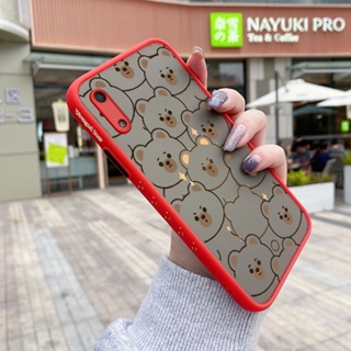 สําหรับ Huawei Y6 Pro 2019 เคสการ์ตูนหมีน่ารัก บาง ด้านข้าง สี่เหลี่ยม ขอบ ดีไซน์ใหม่ กันกระแทก ฝ้า ใส เคสโทรศัพท์แข็ง