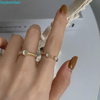 September แหวนลูกไม้ดอกไม้ประดับไรน์สโตนปรับได้สําหรับผู้หญิง
