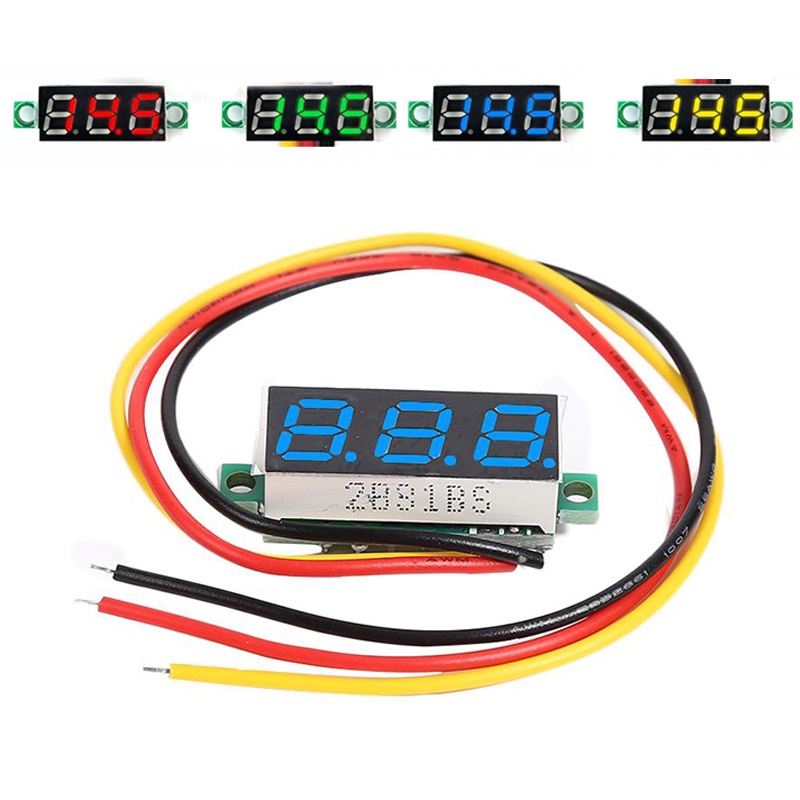 โวลต์มิเตอร์แบตเตอรี่ดิจิทัล DC 0-100V 0.28 นิ้ว 2 สาย 3 สาย ปรับได้ THH1