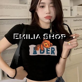 EMILIA SHOP  ครอป เสื้อยืดผู้หญิง สไตล์เกาหลี  fashion ทันสมัย สวย พิเศษ A99J1DW 36Z230909