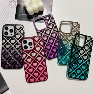 เคสโทรศัพท์มือถือแบบนิ่ม กันกระแทก ลายหัวใจ 3D ไล่โทนสี สําหรับ iPhone 14 13 12 11 Pro Max