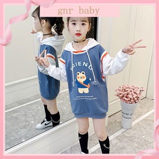 🍊GNR BABY🥑เสื้อกันหนาวแขนยาว มีฮู้ด ลายการ์ตูนหมี สําหรับเด็กผู้หญิง อายุ 3-12 ปี