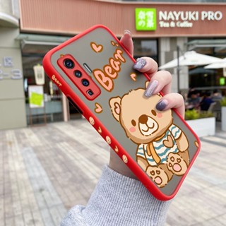 เคสโทรศัพท์มือถือ ซิลิโคนแข็ง ขอบสี่เหลี่ยม กันกระแทก ลายการ์ตูนหมีน่ารัก สําหรับ VIVO X50 X50 Pro