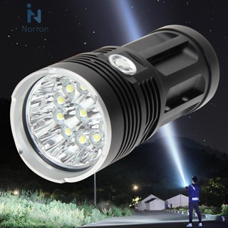 ไฟฉาย 4800LM 3 โหมด 12LED IPX5 กันน้ํา ใช้แบตเตอรี่ [Norton.th]