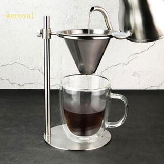 Weroyal ขาตั้งเครื่องชงกาแฟ แบบสเตนเลส ปรับได้ พร้อมตัวกรองคู่ และกรวยดริป