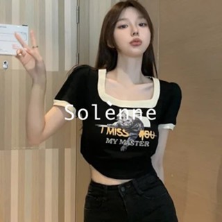 Solenne  เสื้อครอป เสื้อยืดผู้หญิง ครอป baby tee สาวเรโทร 2023 NEW Style High quality Comfortable ins คุณภาพสูง A29J1JE 36Z230909