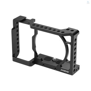 Andoer Camera Cage Video Film Movie Making Stabilizer Aluminum Alloy 1/4 Inch Screw with Cold Shoe Mount for  A6500/A6400/A6300/A6000 Camera