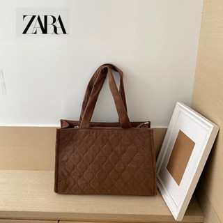 Zara Niche กระเป๋าสะพายไหล่ ผ้าลูกฟูก ทรงโท้ท ขนาดใหญ่ ประดับเพชร สําหรับผู้หญิง