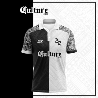 เสื้อโปโลแขนสั้น สีขาว สีดํา CRC01 สไตล์เรโทร