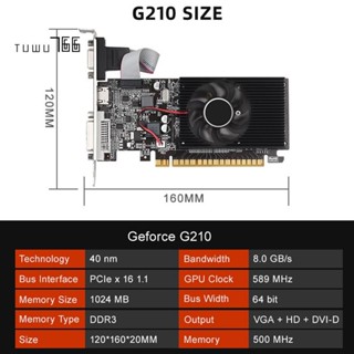 การ์ดจอ GT210 1G DDR3 64Bit 589MHZ 500MHZ DVI VGA HDMI แบบเปลี่ยน