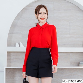 เสื้อทำงาน Vertier : No.81059 เสื้อแขนยาวสีพื้น | Solid Long Sleeve Blouse