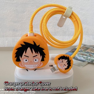 เคสซิลิโคน ลายการ์ตูนลูฟี่ One Piece 3D ป้องกันสายชาร์จ สายข้อมูล