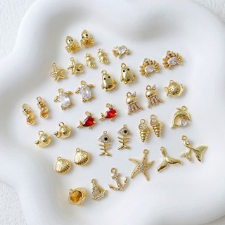 จี้สร้อยคอ สร้อยข้อมือ ต่างหู ชุบทองแท้ 14k ขนาดเล็ก แฮนด์เมด diy