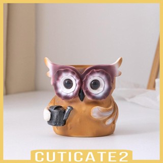 [Cuticate2] กระถางต้นไม้เรซิ่น รูปนกฮูกน่ารัก สําหรับตกแต่งบ้าน คาเฟ่ ชั้นวางหนังสือ