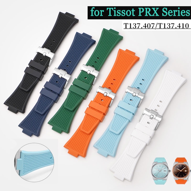 สายนาฬิกาข้อมือซิลิโคน กันน้ํา หรูหรา แบบเปลี่ยน สําหรับ Tissot PRX Series T137.407 T137.410 12 มม.*26 มม.