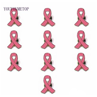 Youyo เข็มกลัด โลหะผสม สีชมพู ริบบิ้น ตรามะเร็งเต้านม แฟชั่นสําหรับผู้หญิง 10 ชิ้น