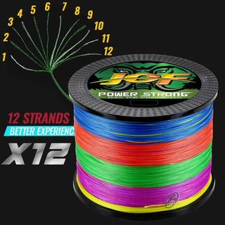 Jof X12 สายเอ็นตกปลา PE แบบถัก 300 ม. 500 ม. 1000 ม. 100/12 เส้น ทนทาน