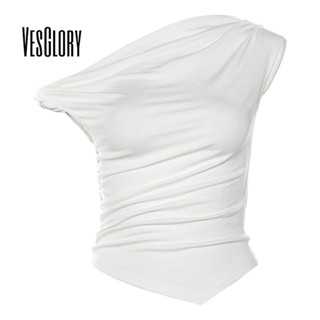 Vesglory เสื้อครอปท็อป เปิดไหล่ เปลือยหลัง เข้ารูป สีพื้น เซ็กซี่ แฟชั่นสําหรับสตรี 2023