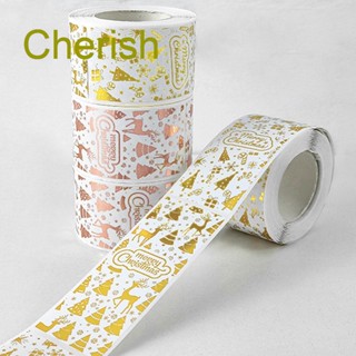 Cherish สติกเกอร์ป้ายชื่อ ลาย Merry Christmas สําหรับติดตกแต่งห่อของขวัญ 120 ชิ้น ต่อม้วน