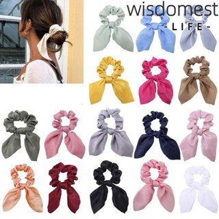 Wisdomest 5 ชิ้น ยางรัดผม ผ้ายืดหยุ่น โบ ที่คาดผม สีพื้น ใหม่ ยางรัดผม ผู้หญิง เด็กผู้หญิง