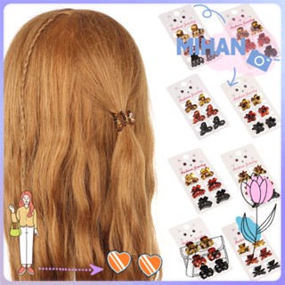 ☼MIHAN☼ 6PCS/Set Fashion Grab Clip Plastic Hairpin Bow Barrette Cute Leopard Print Hair Clip Women Girls Headwear