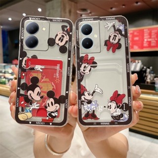 เคสโทรศัพท์มือถือแบบใส ลายการ์ตูนมิกกี้ มินนี่ พร้อมช่องใส่บัตร สําหรับ VIVO Y27 VIVO Y27 Y36 Y78 5G 2023