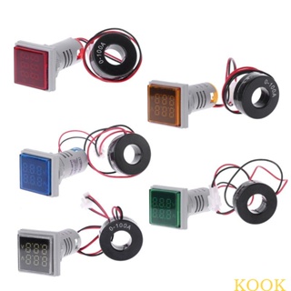 Kook เครื่องวัดแรงดันไฟฟ้าดิจิทัล LED AC 60-500V 0-100A หน้าจอสี่เหลี่ยม ทนทาน