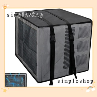 Simple ตาข่ายคลุมเครื่องปรับอากาศ เสริมสายรัด พร้อมตาข่ายคลุมหน้าต่างด้านข้าง AC ผ้าออกซฟอร์ด กลางแจ้ง อุปกรณ์เสริมเครื่องปรับอากาศ