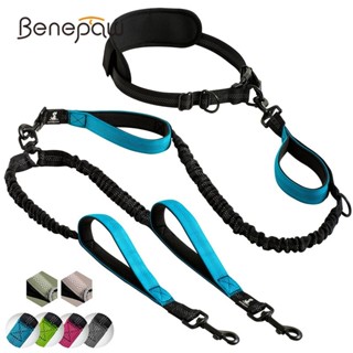 Benepaw สายจูงสุนัข สะท้อนแสง แฮนด์ฟรี แบบคู่ สะดวกสบาย ไม่พันกัน ที่จับบุฟองน้ํา สําหรับสัตว์เลี้ยง สุนัขขนาดกลาง ขนาดใหญ่