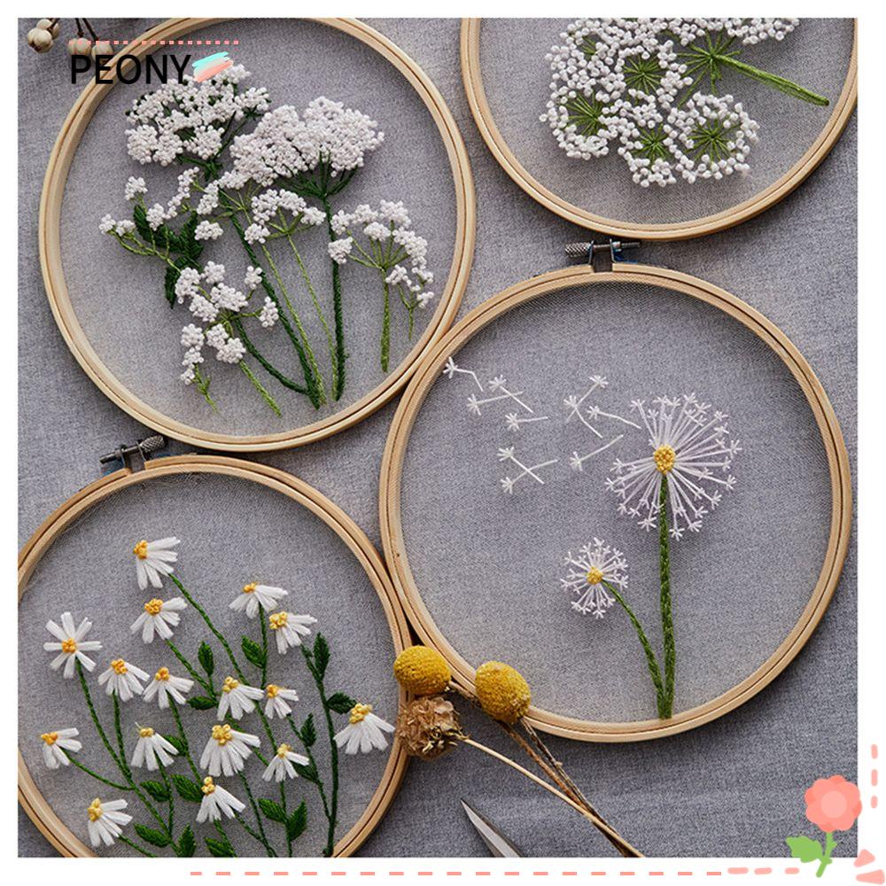 PEONYPAVILION ชุดข้าม DIY พืช Dandelion ยุโรปตาข่ายเส้นด้ายเย็บปักถักร้อย