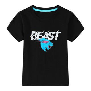 เสื้อยืดแขนสั้น ผ้าฝ้าย 100% พิมพ์ลาย Mr Beast สําหรับเด็กผู้ชาย และเด็กผู้หญิง