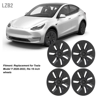 LZB2 4 pcs 19in ฝาครอบดุมล้อ Matte Black Anti Scratch Stylish Cool สำหรับ Tesla รุ่น Y 2020 ถึง 2023