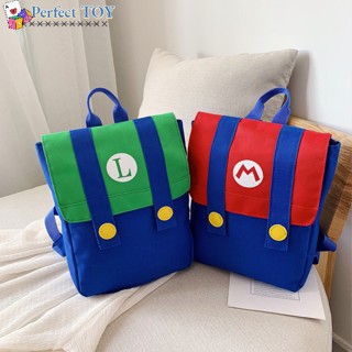 Ps กระเป๋าเป้สะพายหลัง กระเป๋านักเรียน ลาย Super Mario Bros น่ารัก สีตัดกัน สําหรับเด็กผู้ชาย ผู้หญิง