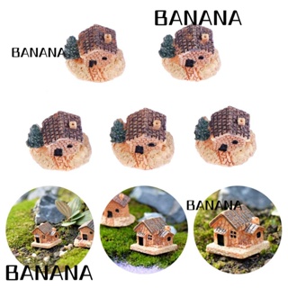 Banana1 บ้านเรซิ่น ขนาดเล็ก สําหรับตกแต่งสวน ภูมิทัศน์ขนาดเล็ก 5 ชิ้น