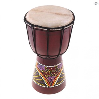 {fly} กลองแอฟริกัน Djembe ไม้แพะแกะสลักด้วยมือ แบบดั้งเดิม เครื่องดนตรีแอฟริกัน 6 นิ้ว