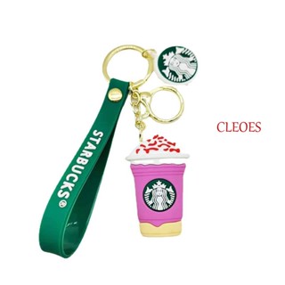 Cleoes พวงกุญแจ PVC ลายการ์ตูน Starbucks แก้วชานม กาแฟ สําหรับตกแต่งกระเป๋า