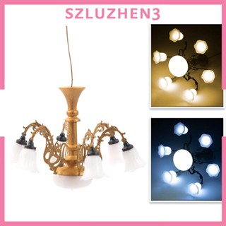 [Szluzhen3] โคมไฟระย้าติดเพดาน สเกล 1/87 3V 12V สําหรับตกแต่งสวน