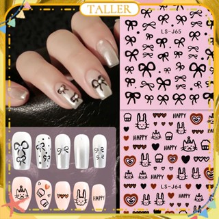 ✧Ready Stcok Nail Art Bowtie Cute Cat Birthday Party Sticker Heart Cartoon Back Adhesive Sticker Nail Decoration Manicure Tool For Nail Shop TALLER